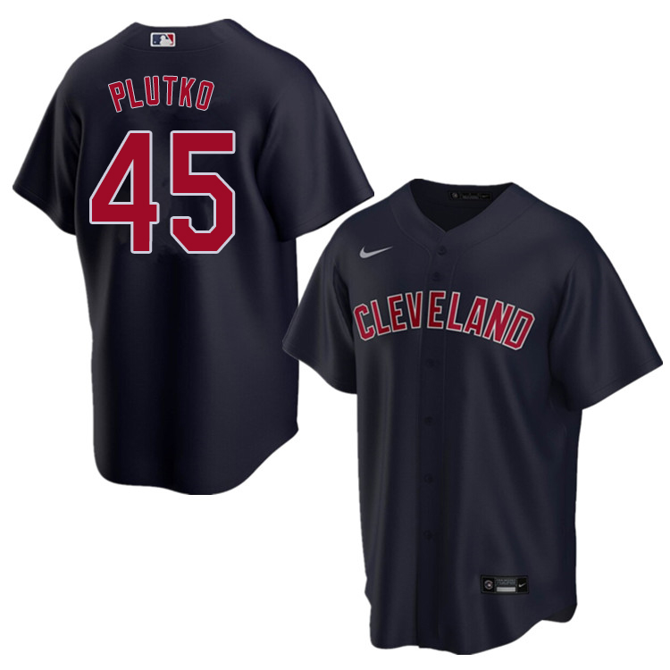 Nike Men #45 Adam Plutko Cleveland Indians Baseball Jerseys Sale-Navy